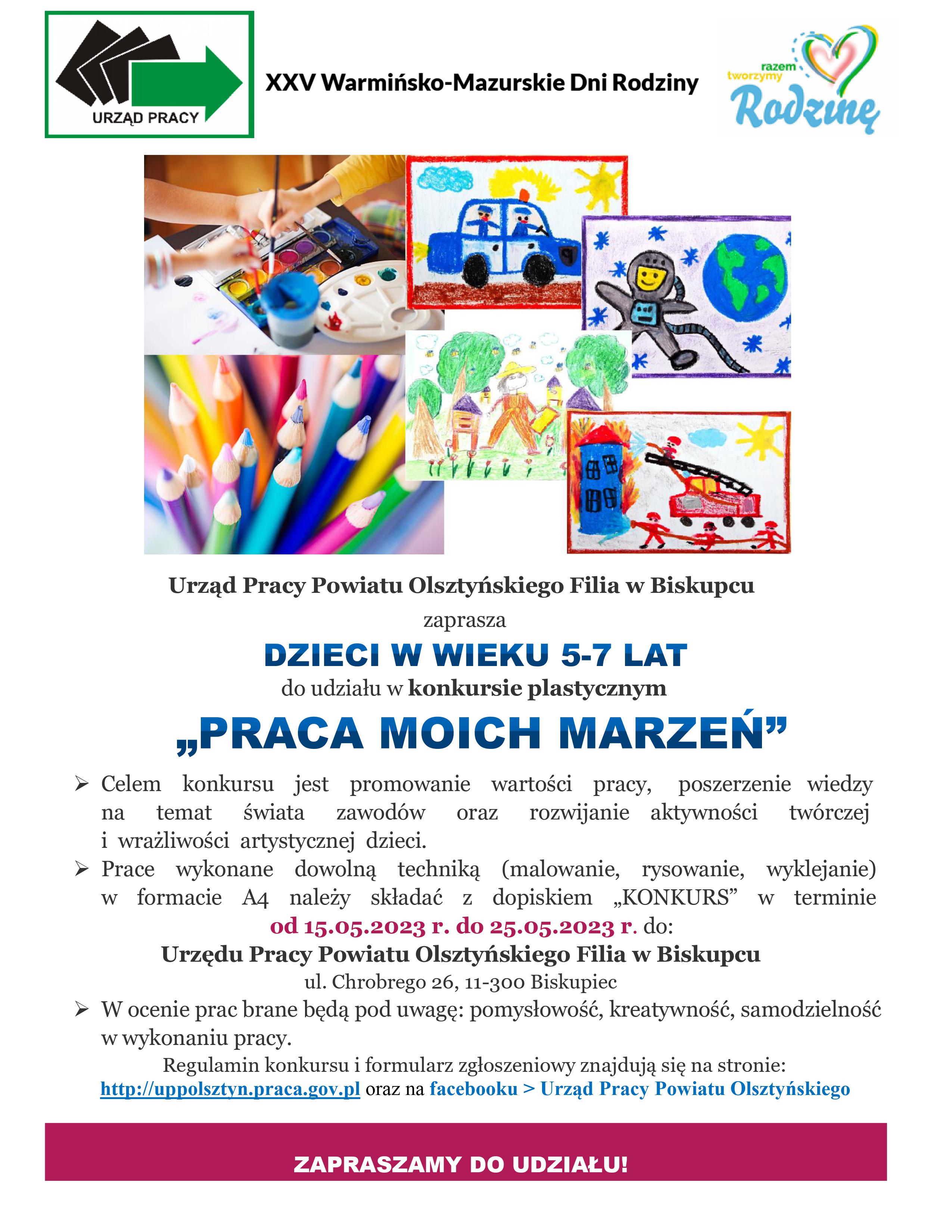 Plakat konkurs plastyczny Warmińsko-Mazurskie Dni Rodziny 2023