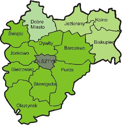 Mapa powiatu olsztyńskiego